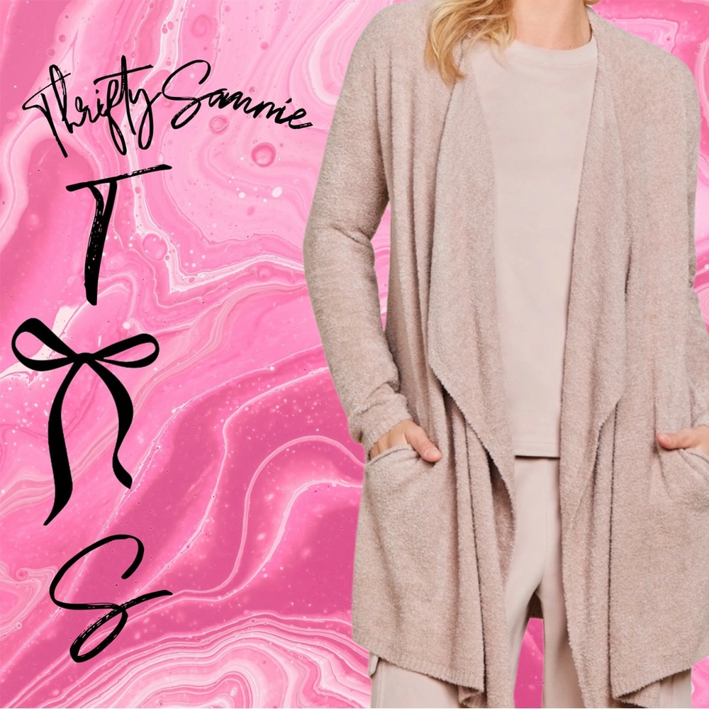Barefoot Dreams Cozy Open-Front Cardigan in Taupe